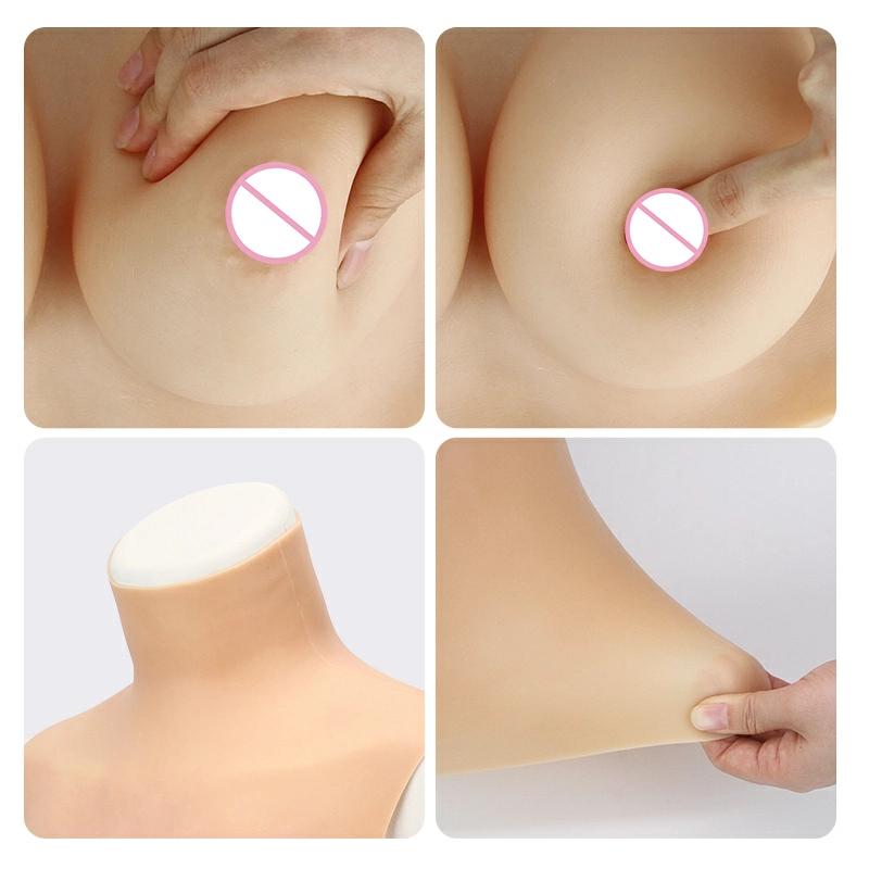 B-H Cup High Neck Short-sleeve Silicone Breastplate