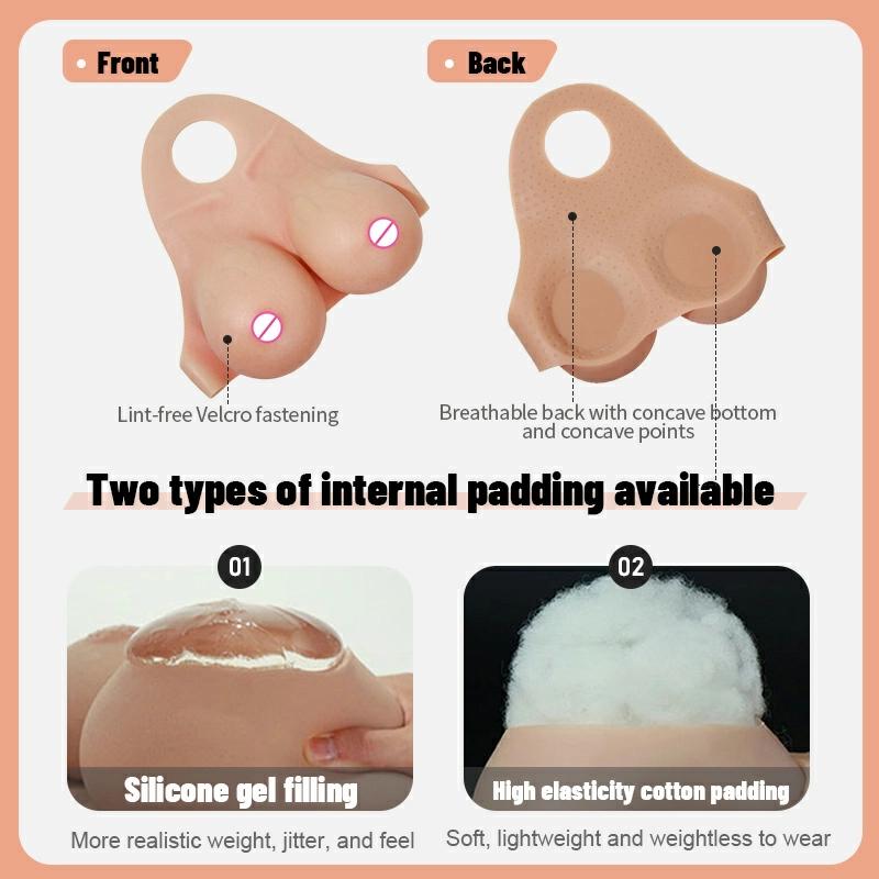B-E Cup High Neck Short-Sleeve Simulates Real Sinew Texture Magic Tape Silicone Breastplate