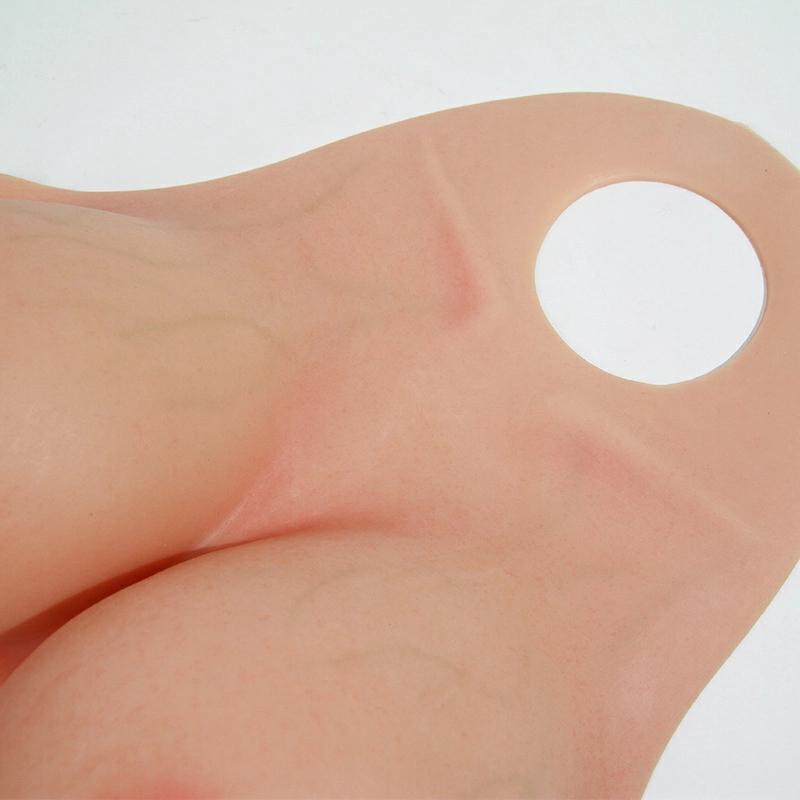 B-E Cup High Neck Short-Sleeve Simulates Real Sinew Texture Magic Tape Silicone Breastplate
