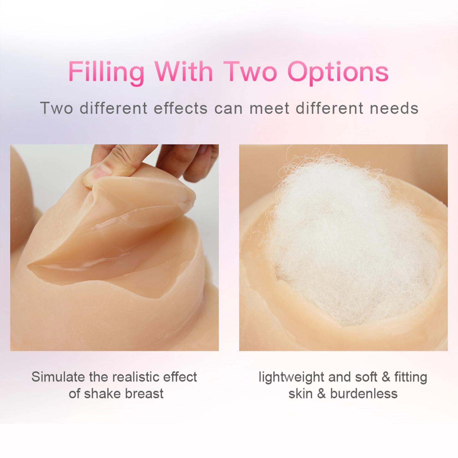 C-G cup Back zipper silicone tight-fitting half-length with vaginal tube