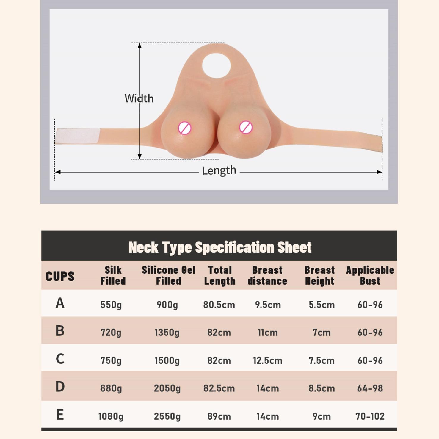 B-E Cup High Neck Short-Sleeve Simulates Real Sinew Texture Magic Tape Silicone Breastplate