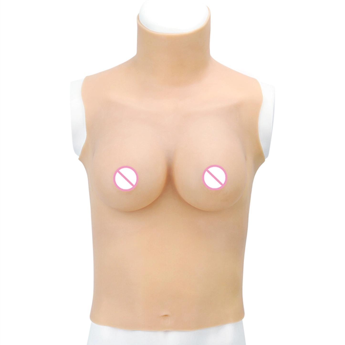 B-H Cup High Neck Collar Long Silicone Breastplate