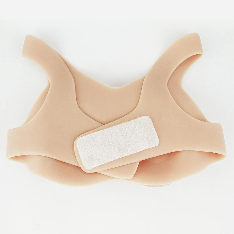 B-E Cup Short-sleeve Round-neck Magic Tape Silicone Breastplate