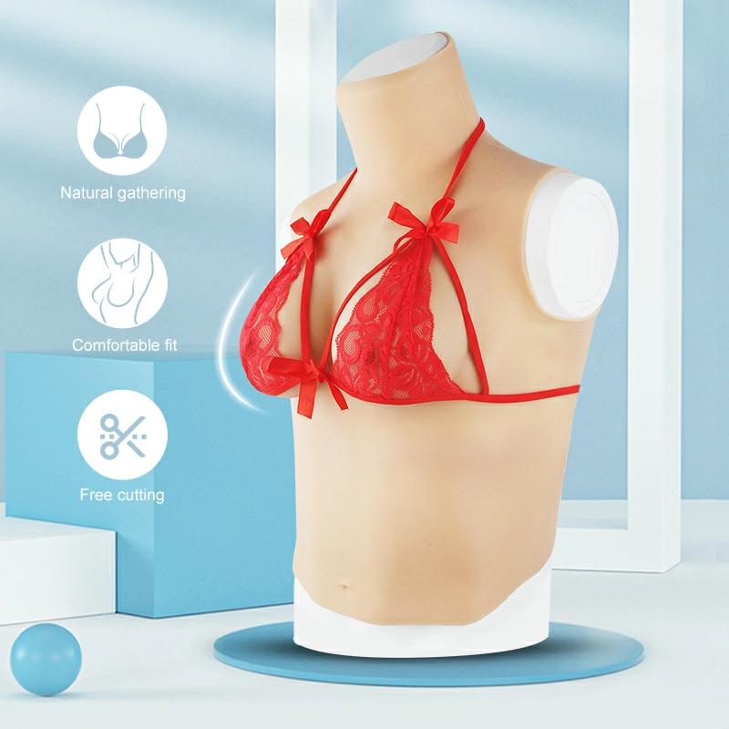 B-H Cup High Neck Collar Long Silicone Breastplate