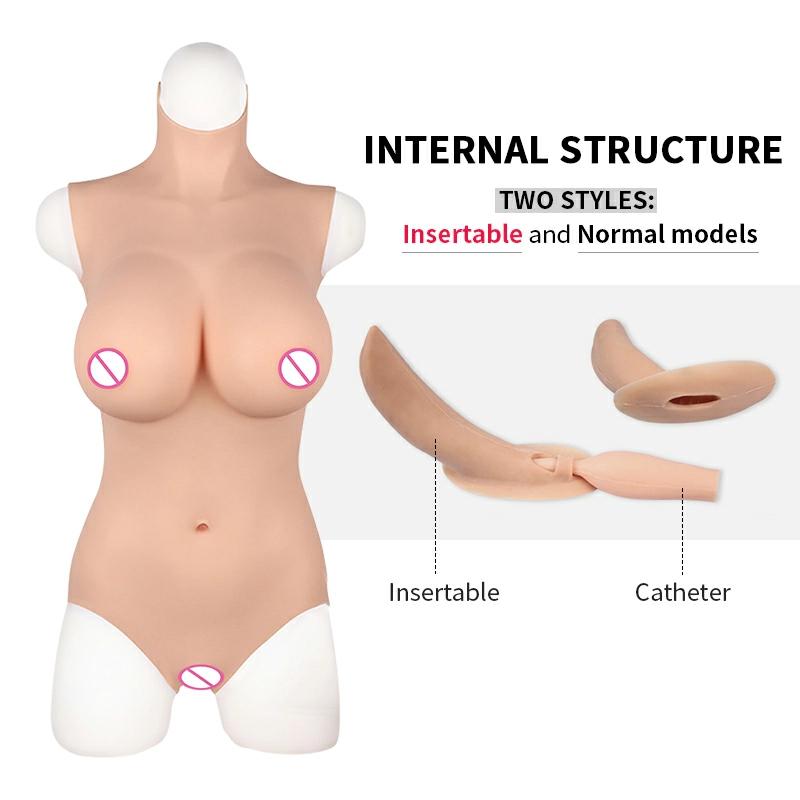 B-E Cup Swimwear Design Silicone Bodysuit with vaginal tube