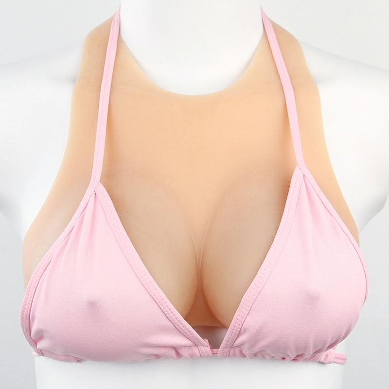 B-E Cup High Neck Short-Sleeve  Magic Tape Silicone Breastplate