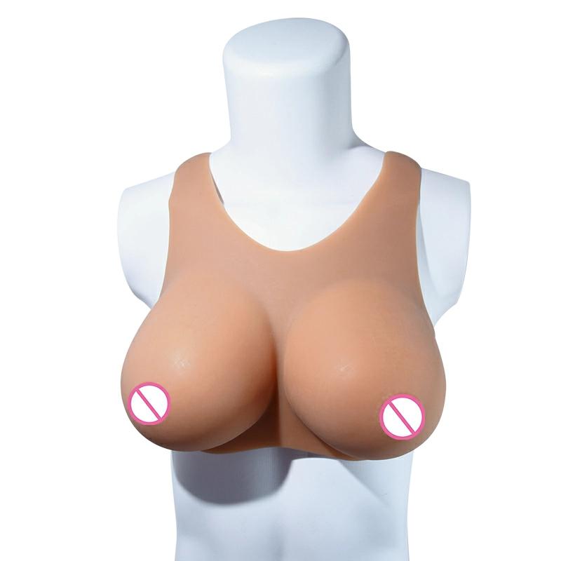 B-E Cup Short-sleeve Round-neck Magic Tape Silicone Breastplate Dark