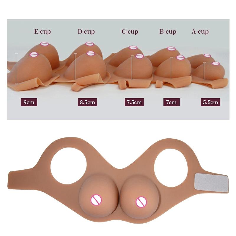 B-E Cup Short-sleeve Round-neck Magic Tape Silicone Breastplate Dark