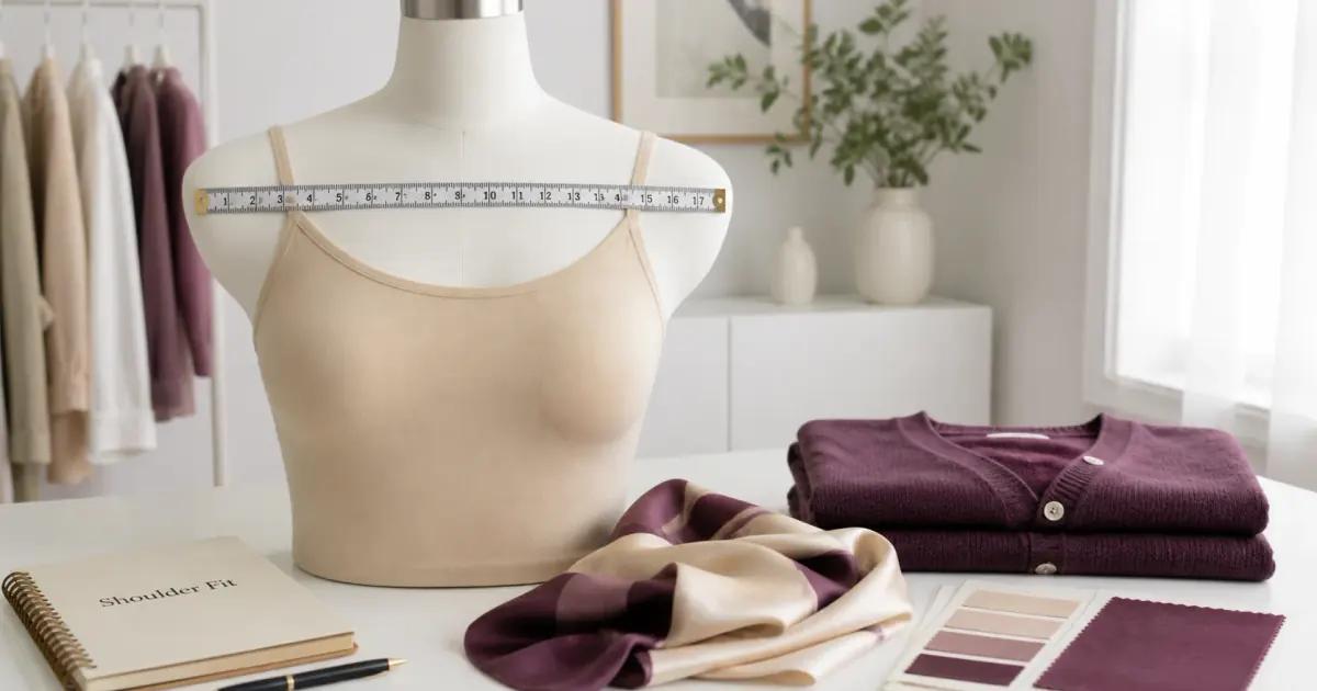 Mannequin measured across the shoulders for breast form fit planning