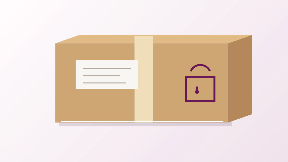Plain discreet CrossdressForm shipping packaging on a private entry table
