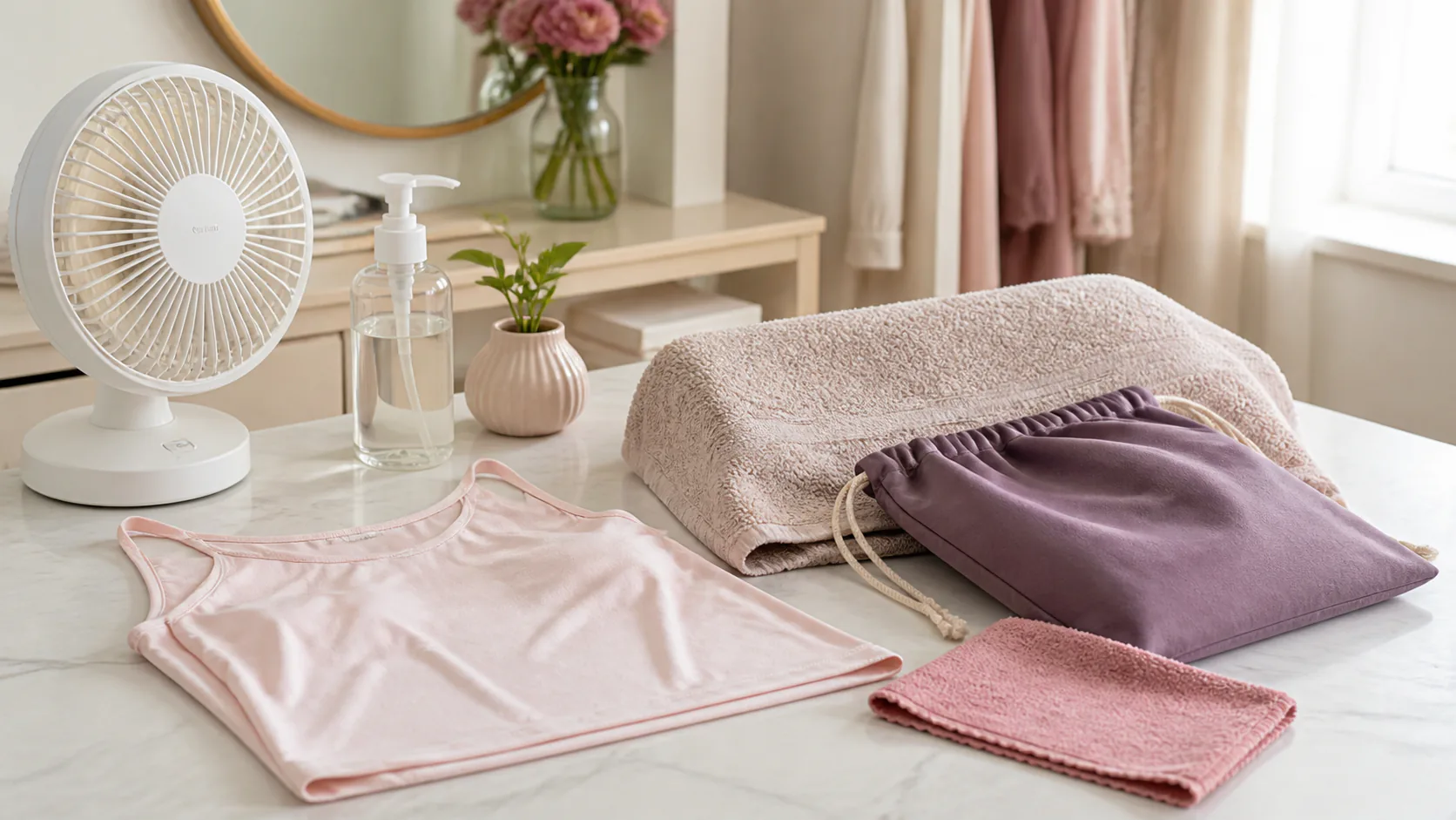 Silicone breastplate comfort setup with towel breathable cardigan and care checklist