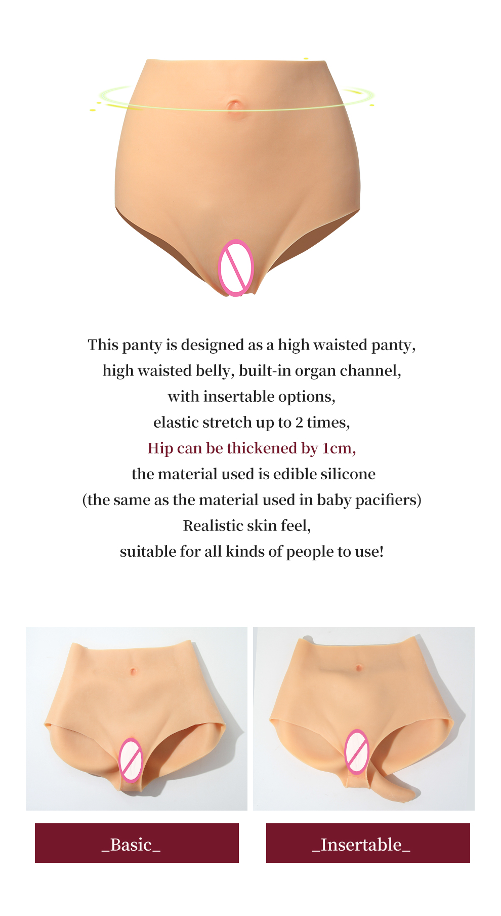 High-Waist Fake Vagina Silicone Panties detail 4