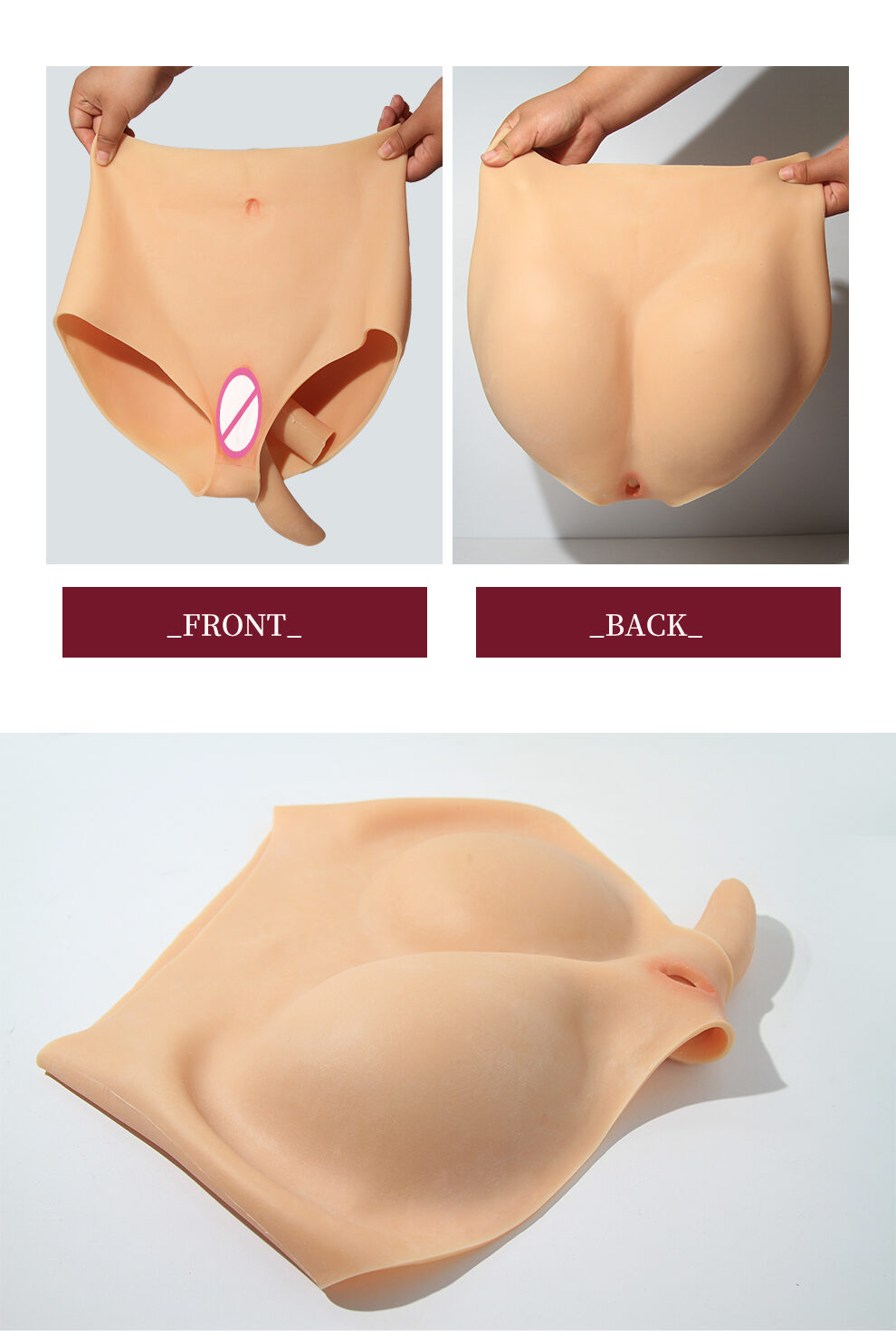 High-Waist Fake Vagina Silicone Panties detail 9