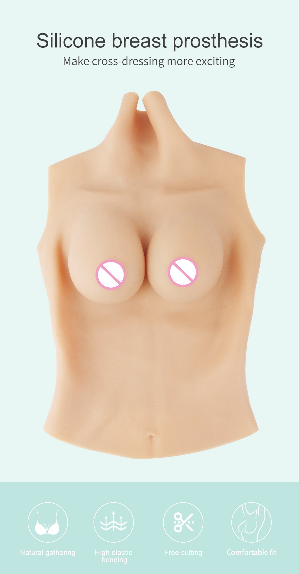 T-3 Enhanced Silicone Breastplate — Natural Bounce detail 3