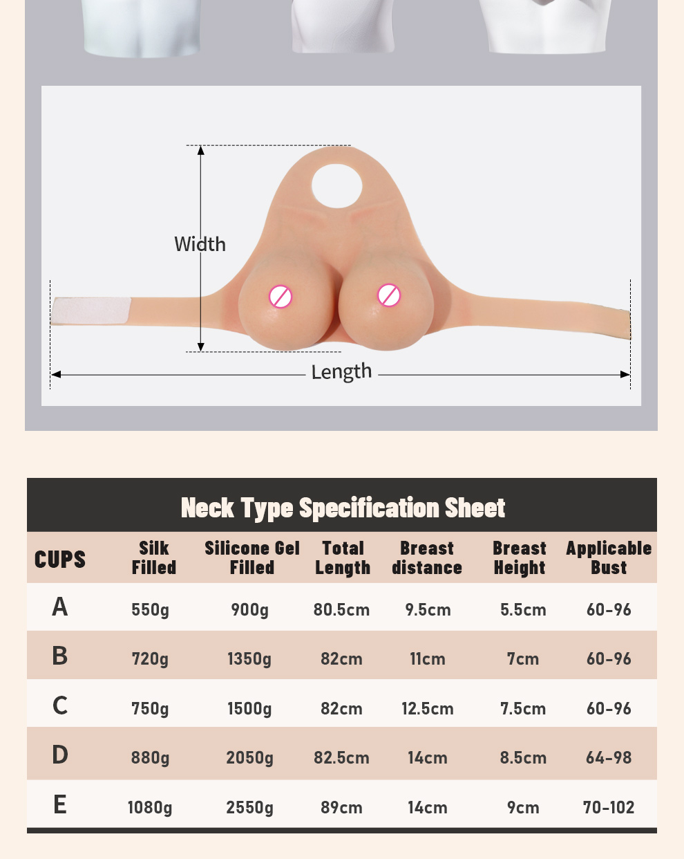 Vein-Textured Neck-Hanging Silicone Breast Forms detail 13