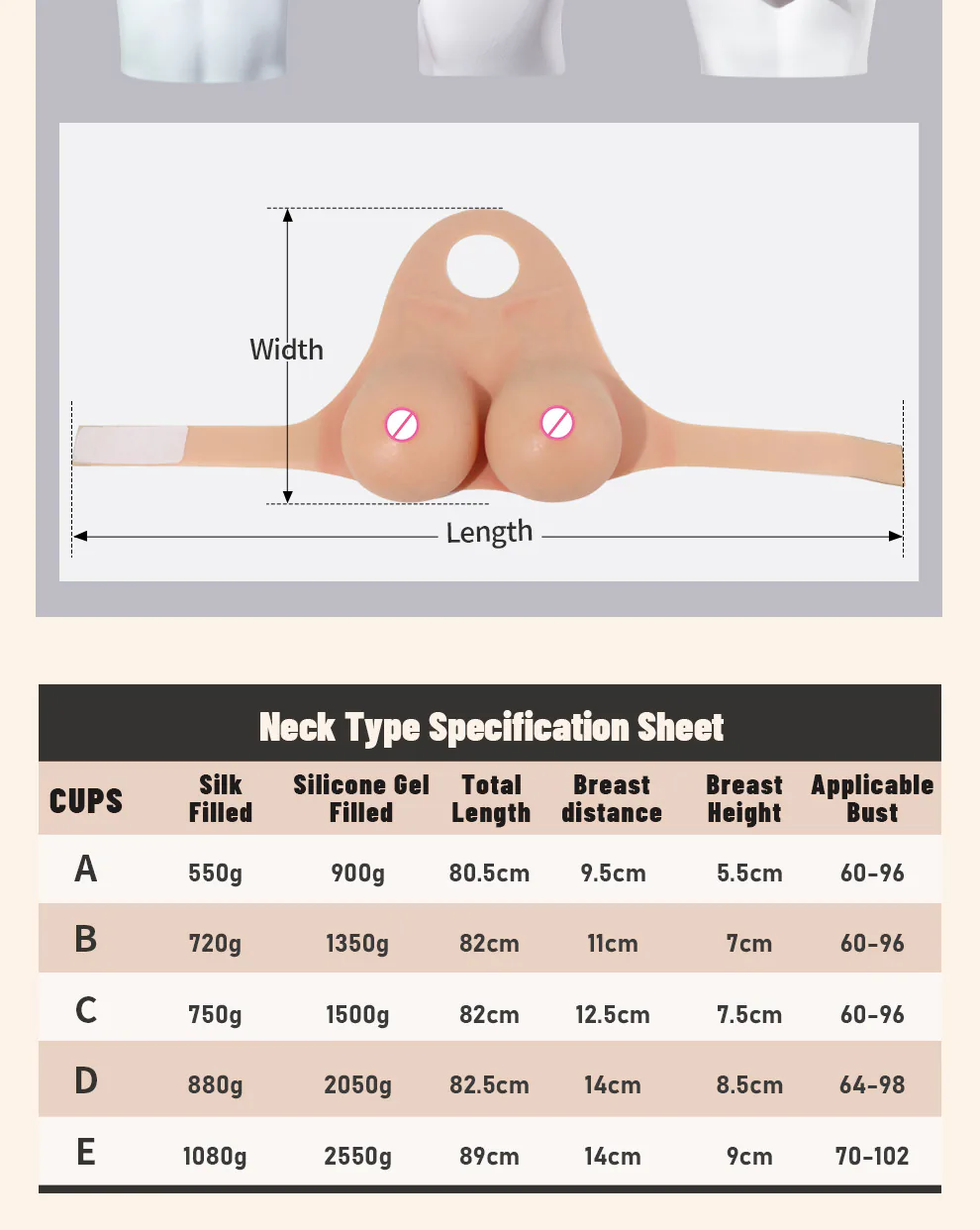 Vein-Textured Neck-Hanging Silicone Breast Forms detail 25