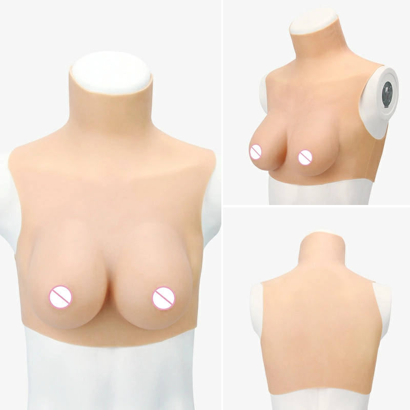 B-H Cup High Neck Short-sleeve Silicone Breastplate