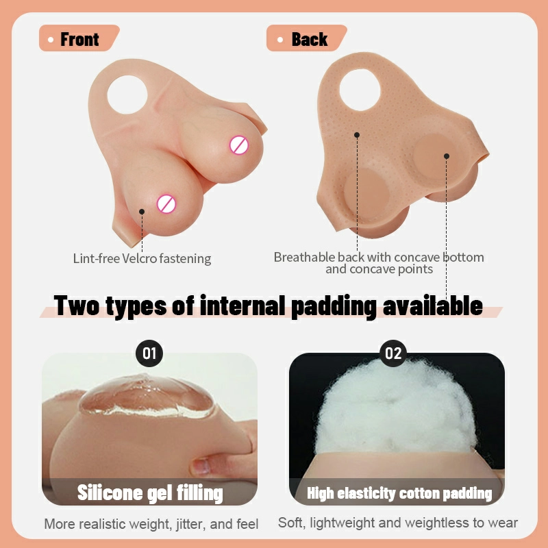 B-E Cup High Neck Short-Sleeve Simulates Real Sinew Texture Magic Tape Silicone Breastplate