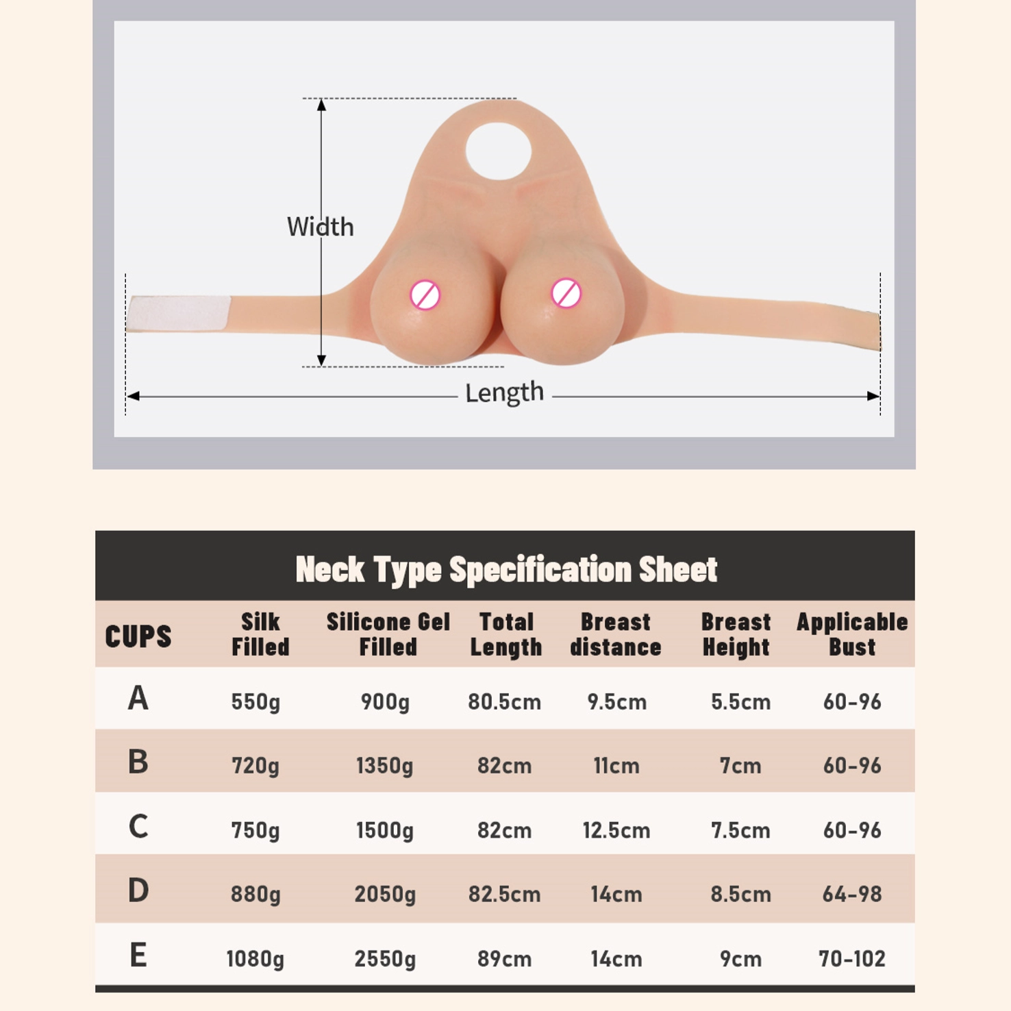 B-E Cup High Neck Short-Sleeve Simulates Real Sinew Texture Magic Tape Silicone Breastplate
