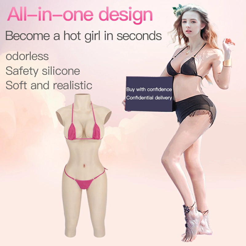 C-G cup Back zipper silicone tight-fitting half-length with vaginal tube