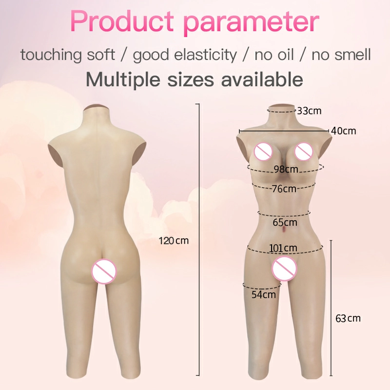 C-G cup Back zipper silicone tight-fitting half-length with vaginal tube