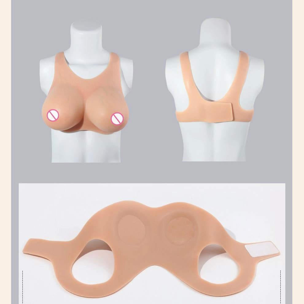B-E Cup Short-sleeve Round-neck Simulates Real Sinew Texture Magic Tape Silicone Breastplate