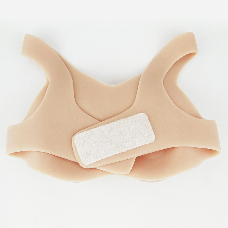 B-E Cup Short-sleeve Round-neck Magic Tape Silicone Breastplate
