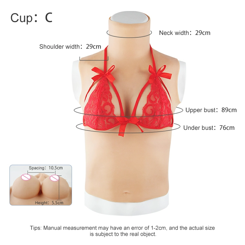 B-H Cup High Neck Collar Long Silicone Breastplate