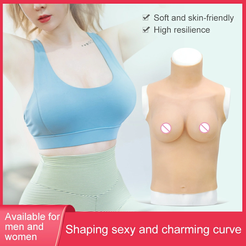 B-H Cup High Neck Collar Long Silicone Breastplate