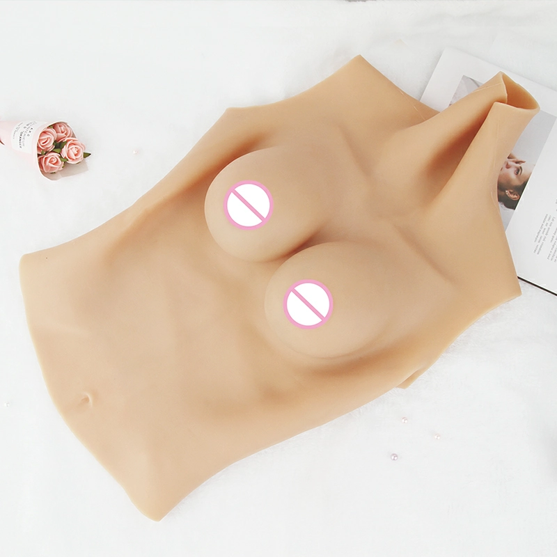 B-H Cup High Neck Collar Long Silicone Breastplate